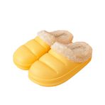 Letuwj Kadın Kışlık Su Geçirmez Pamuklu Terlik Paket Topuklu Ev Peluş Alt İç Mekan Ay Sıcak Pamuklu Ayakkabı Erkek, Yellow, 4.5 UK