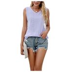 Letuwj Kadın Tank Top Casual Tops v boyun kolsuz delik içi boş boş kolsuz Tank Top, mor, XL