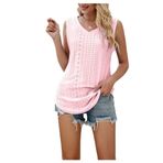Letuwj Kadın Tank Top Casual Tops v boyun kolsuz delik içi boş boş kolsuz Tank Top, Pembe kırmızı, S