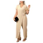 Letuwj Kadınlar için V Yaka Kravat Bel ile Casual Katı Renk Tulum, Kayısı Kısa Kollu, 4X-Large