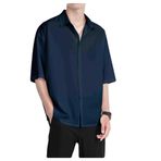 Letuwj Kısa Kollu Gömlek Gömlek Erkek Yaz Buz İpek Bluz, koyu yeşil, 4XL