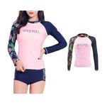Letuwj Rash Guard Setleri Dalış Kıyafeti Kadın Hızlı Kuruyan Şnorkelli Yüzme Mayo Uzun Kollu Güneş Koruması Pembe Üst L