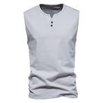 Letuwj Yazlık ceket geniş omuzlu kazak atlet erkek kolsuz tişört, Açık Gri, 4XL