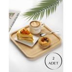 Lev Aksesuar Bambu Servis Tabağı, 2 Adet 20X20 cm Lüks Kare Sunum Seti