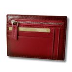 Lev Leather %100 Hakiki Minimalist Deri Cüzdan - El Yapımı Fermuarlı Kartlık, 8 Kart Yuvası, Eşsiz Tasarım, Minimal Bozuk Para Bölmeli Kredi Kartlık, Nakit Para Bölmeli Kartlık (Rustik Kırmızı)