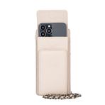 Lev Leather Deri Cüzdan & Telefon Kılıfı 2'si 1 Arada, Hakiki Deri, Zincir Askı, RFID Koruma, Telefon Bölmeli (6.9”e Kadar) Kadın Kartlık ve Cüzdan, Kredi Kartlık ve Nakit Bölmeli (Bej)