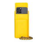 Lev Leather Deri Cüzdan & Telefon Kılıfı 2'si 1 Arada, Hakiki Deri, Zincir Askı, RFID Koruma, Telefon Bölmeli (6.9”e Kadar) Kadın Kartlık ve Cüzdan, Kredi Kartlık ve Nakit Bölmeli (Sarı)