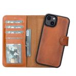 Lev Leather iPhone 14 ile uyumlu Hakiki Deri Cüzdan Kılıf - Kart Yuvalı, Tam Koruma, MagSafe Uyumlu, RFID Korumalı, Stantlı, Güçlü Manyetik Kapama - Üniseks (Rustik Taba)