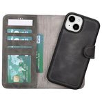 Lev Leather iPhone 15 ile uyumlu Hakiki Deri Cüzdan Kılıf - Kart Yuvalı, Tam Koruma, MagSafe Uyumlu, RFID Korumalı, Stantlı, Güçlü Manyetik Kapama - Üniseks (Gri)