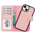 Lev Leather iPhone 15 ile uyumlu Hakiki Deri Cüzdan Kılıf - Kart Yuvalı, Tam Koruma, MagSafe Uyumlu, RFID Korumalı, Stantlı, Güçlü Manyetik Kapama - Üniseks (Pembe)