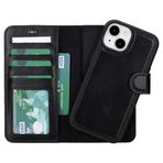 Lev Leather iPhone 15 ile uyumlu Hakiki Deri Cüzdan Kılıf - Kart Yuvalı, Tam Koruma, MagSafe Uyumlu, RFID Korumalı, Stantlı, Güçlü Manyetik Kapama - Üniseks (Rustik Siyah)