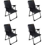 Leva Dogahomes Lüks Katlanır Kamp,plaj,piknik Sandalyesi 4 Adet - Polyester - Siyah