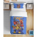 Leva Home Transformers Autobot Desenli 3D Dijital Baskılı Tek Kişilik Erkek Çocuk Çarşafsız Nevresim Takımı - Mavi - 160 x 220 cm
