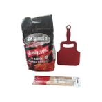 Leva House 3'lü Mangal Seti 1.4 kg Meşe Kömürü + Çöp Şiş 100'LÜ 25 cm + Mangal Yelpazesi
