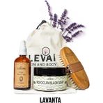 Levand Bakım Seti - Lavanta Siyah Sabunu + At Kılı Fırçası + Kese + Vücut Yağı 4'Lü Set