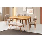 Levent Mobilya Finike Masa, Umay Sandalye, Dekor Bench, Natural, 140x90 Meşe