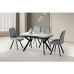 Levent Mobilya Steel Hg Masa, Alora Sandalye, Açik Gri, 130x80