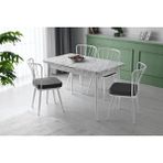 Levent Mobilya ve Aksesuar Ay Masa ve Ay Sandalye Takımı, Carrara, 70 x 120 - Beyaz - 120x70