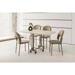Levent Mobilya ve Aksesuar Katlanır Metal Tekerlekli Ayak Masa, Traverten, 70 x 10 - 70x10