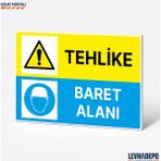 Levhadepo Tehlike Baret Alanı Iş Güvenliği Uyarı ve Yönlendirme Levhası Dekota - 70X100
