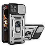 LeviDo Honor 70 Lite/Honor X6 ile uyumlu kılıf, silikon, kaydıraklı kamera koruyucusu, kapak, halka stantlı kılıf, cep telefonu tutucu, otomobil mıknatıslı cep telefonu kılıfı, darbeye dayanıklı