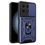 LeviDo Honor X8A ile uyumlu kılıf, silikon kaydıraklı kamera koruyucusu, kapak, halka stantlı kılıf, cep telefonu tutucu, otomobil mıknatıslı cep telefonu kılıfı, darbeye dayanıklı, mavi