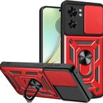 LeviDo Motorola Edge 40 ile uyumlu kılıf, silikon kaydıraklı kamera korumalı kılıf, halka stantlı kılıf, cep telefonu tutucu, otomobil mıknatıslı cep telefonu kılıfı, darbeye dayanıklı kapak, kırmızı