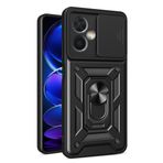 LeviDo Motorola Moto G54 ile uyumlu kılıf, silikon kaydıraklı kamera korumalı kılıf, halka stantlı kılıf, cep telefonu tutucu, otomobil mıknatıslı cep telefonu kılıfı, darbeye dayanıklı kapak, siyah
