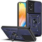 LeviDo Oppo A98 5G ile uyumlu kılıf, silikon, kaydıraklı kamera koruyucusu, kapak, halka stantlı, cep telefonu tutucu, otomobil mıknatıslı cep telefonu kılıfı, darbeye dayanıklı, mavi