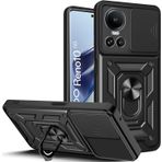 LeviDo Oppo Reno 10/Reno 10 Pro ile uyumlu kılıf, silikon kaydıraklı kamera korumalı kılıf, halka stantlı kılıf, cep telefonu tutucu, otomobil mıknatıslı cep telefonu kılıfı, darbeye dayanıklı kapak,