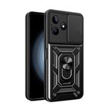 LeviDo Realme C53 4G ile uyumlu kılıf, silikon, kaydıraklı kamera koruması, kapak, halka stantlı kılıf, cep telefonu tutucu, otomobil mıknatıslı cep telefonu kılıfı, darbeye dayanıklı kapak, siyah