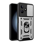LeviDo Realme C53 4G ile uyumlu kılıf, silikon, kaydıraklı kamera koruyucusu, kapak, halka stantlı kılıf, cep telefonu tutucu, otomobil mıknatıslı cep telefonu kılıfı, darbeye dayanıklı kapak, gümüş