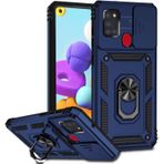 LeviDo Samsung Galaxy A21S ile uyumlu kılıf, silikon kaydıraklı kamera korumalı kılıf, halka stantlı kılıf, cep telefonu tutucu, otomobil mıknatıslı cep telefonu kılıfı, darbeye dayanıklı kapak, mavi