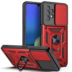 LeviDo Samsung Galaxy A23 4G 5G ile uyumlu kılıf, silikon, kaydıraklı kamera korumalı, kapak, halka stantlı, cep telefonu tutucu, otomobil mıknatıslı cep telefonu kılıfı, darbeye dayanıklı kapak,