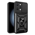 LeviDo Xiaomi Redmi 12 4G 5G ile uyumlu kılıf, silikon, kaydıraklı kamera koruması, kapak, halka stantlı, cep telefonu tutucu, otomobil mıknatıslı cep telefonu kılıfı, darbeye dayanıklı kapak, siyah