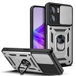 LeviDo Xiaomi Redmi 13C/Redmi 13 C/Poco C65 ile uyumlu kılıf, silikon, kaydırak kamera korumalı kapak, kılıf, halka, stant tutucu, cep telefonu tutucu, otomobil mıknatıslı cep telefonu kılıfı, gümüş