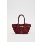 Levidor 930498 Kemerli Süet Bordo El Çantası