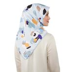 levidor Asimetrik Deseni Twill Eşarp, 90x90, Asimetrik Desen, Mavi, Kadın