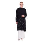 levidor Baklava Desen Taş Baskılı Tunik, 50, V9621, Siyah, Kadın