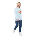 levidor Buz Mavisi Pul İşlemeli Baskılı Sweatshirt, Standart, 270107, Buz Mavisi, kadın