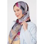 levidor Dalga Zincir Desen Twill Şal, 75 x 180, Dalga Zincir Desen, Hardal, Kadın