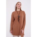 levidor Etnik Kolyeli Fitili Kaşmir Tunik, 44, 210117, Camel, Kadın