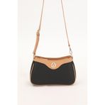 Levidor Fermuarlı Petek Desen Kadın Omuz Çantası 930210 Siyah-Camel - Standart - Siyah - Camel