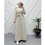 Levidor FW2357029 Bej Yakası Seyyar Kürklü Kaban