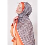 levidor Kare Desen Hint İpeği Şal, 70 x 180, LVD.HNT.0023, Oranj, kadın