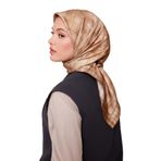 levidor Kareli Twill İpek Eşarp, 90 x 90, V33053, Vizon, Kadın