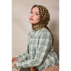 levidor Kazayağı Desen Twill İpek Eşarp, 90 x 90, Kazayağı Desen, Yeşil, Kadın