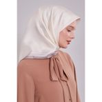 levidor Kenar Bordürlü Twill İpek Eşarp, 90 x 90, V32057, Somon, Kadın