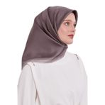 levidor Kenar Bordürlü Twill İpek Eşarp, 90 x 90, V33060, Vizon, Kadın