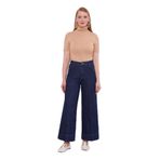 levidor Nervür Dikişli Wideleg Jean Pantolon, 3, 410104, Mavi, Kadın